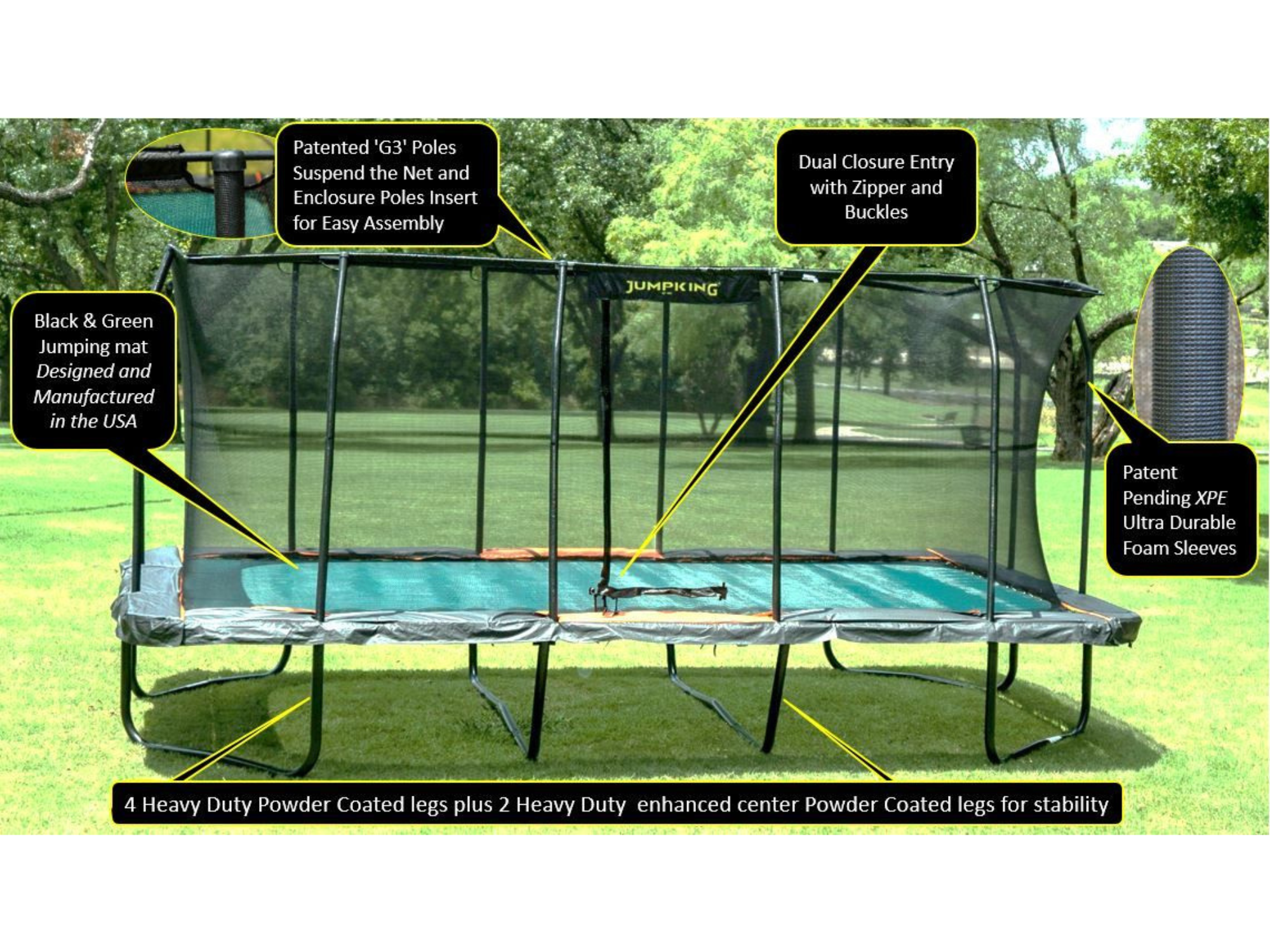 JumpKing Pro-Series 10' x 18' Rectangular Trampoline JKRC1018HEC3V2