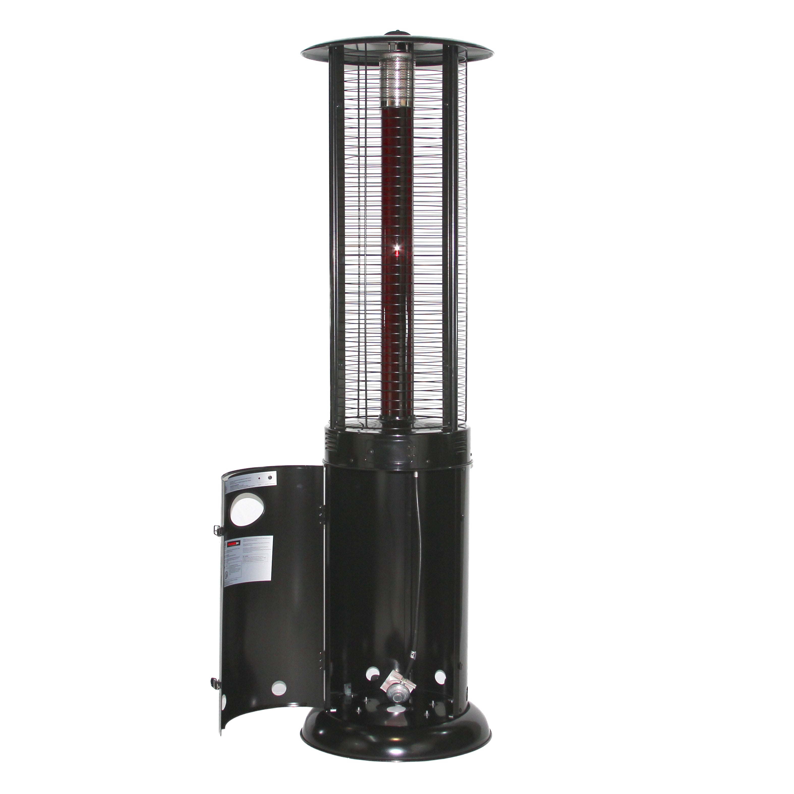 RADtec 80" Ellipse Flame Propane Patio Heater - Black with Ruby Glass (41,000 BTU) 80-ELL-FLM-HT